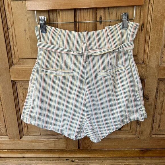 Olivaceous Small Colorful Striped Shorts Paperbag Mom High Waisted Front Zip‎ - Picture 7 of 9